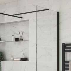 Cosmo Vega Optional Wetroom Side Panel Black Profile (with wetroom panel)