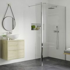 Cosmo Vega Wetroom Panel, Rotatable Panel & Support Bar Silver