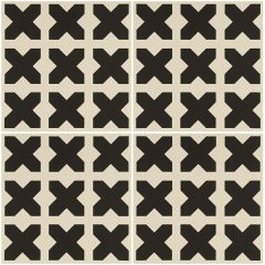 Odyssey Babylonian Black on Dover White Tile, pattern repeat