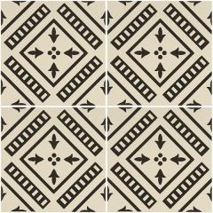 Odyssey Pompeii Black on Dover White Tiles, repeat pattern