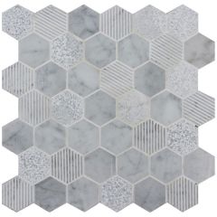 Original Style Cirrus Large Stone Hexagon Mosaic 30.3 x 29.8cm