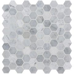 Original Style Cirrus Large Stone Hexagon Mosaic 30.3 x 29.8cm
