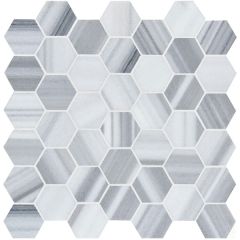 Original Style Cirrus Small Stone Hexagon Mosaic 28 x 29cm
