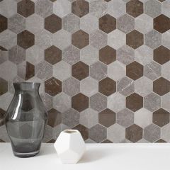 Porcelanosa World Hexagon Tex Brown Mosaic Tiles
