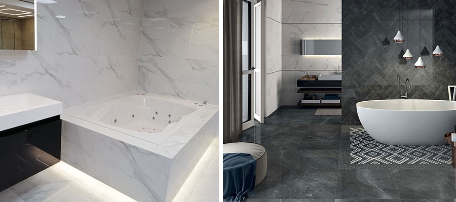 Bathroom tile trends - marble effect
