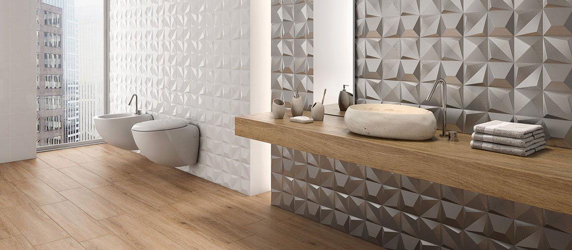 Dune Multishapes Silver metallic effect tiles