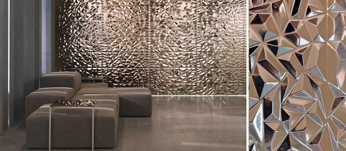 Porcelanosa Prisma Bronze metallic effect tiles
