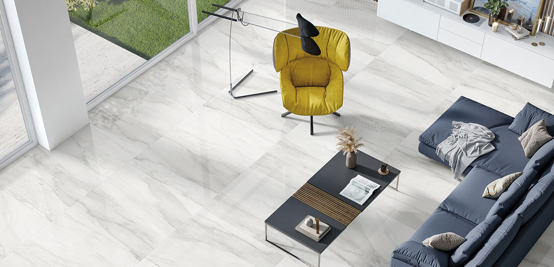 Large format tiles: Bianco Dellicato by Azulev
