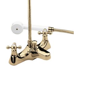 Bristan Regency Deck Mounted Bath Shower Mixer Tap Gold 