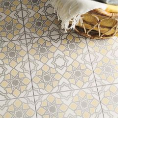Odyssey Bolero Yellow/Stone on Chalk Tiles