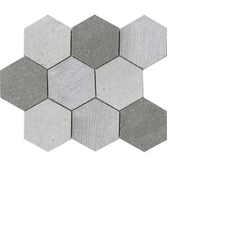 Porcelanosa World Hexagon Texture Grey Mosaic 30.5 x 26.5cm