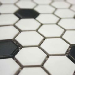 Shapes Matt White and Black Hexagon Ceramic Mosaics