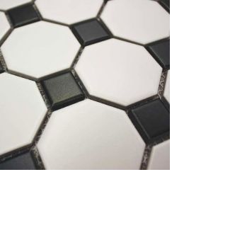 Shapes Matt White Octagons with Dot Ceramic Mosaics